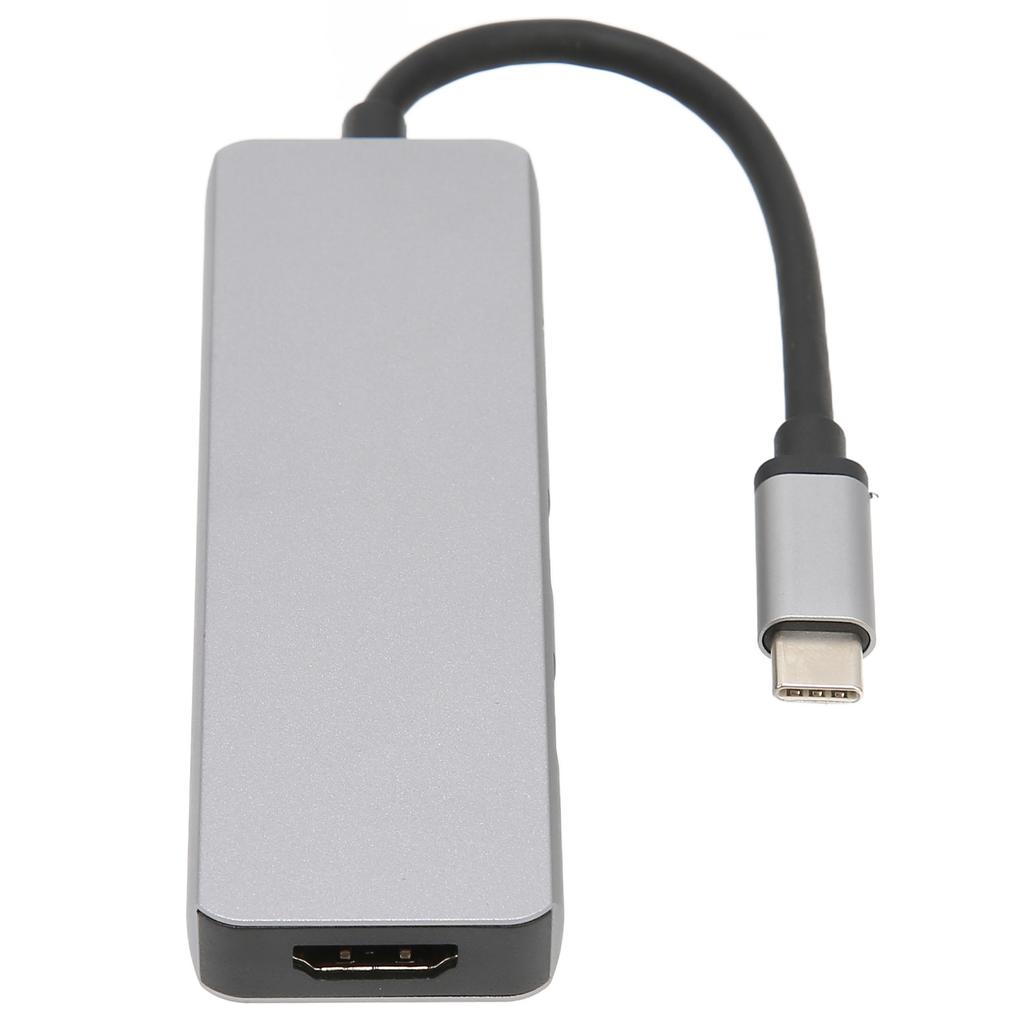 USB C Splitter Silber Sofortige Erweiterung 5 Gbit/s Geschwindigkeit 4K Videoausgabe Speicherkartenunterstützung Metallmaterial 5 in 1 Hub