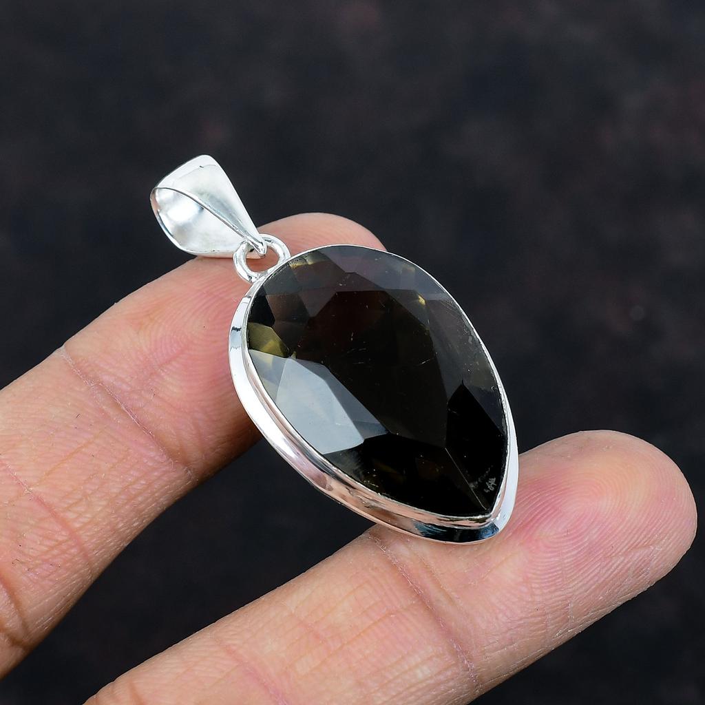 Faceted Smoky Quartz Pendant Top Quality Gemstone Jewelry 925 Sterling Silver Pendant Handmade Pendant Latest Design Jewelry Gifts for Wife