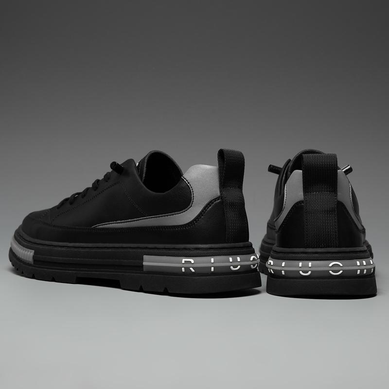 Newest Men'S Shoes Fashion Leather Sneakers Men Casual Lace Up Comfortable Outdoor White Shoes Platform Rubber Brand Loafers Male