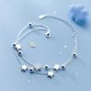 925 Silver Lucky Star Beaded Bracelets for Women Retro Korean Design Double Layered Zircon Star Bracelet Party Jewelry