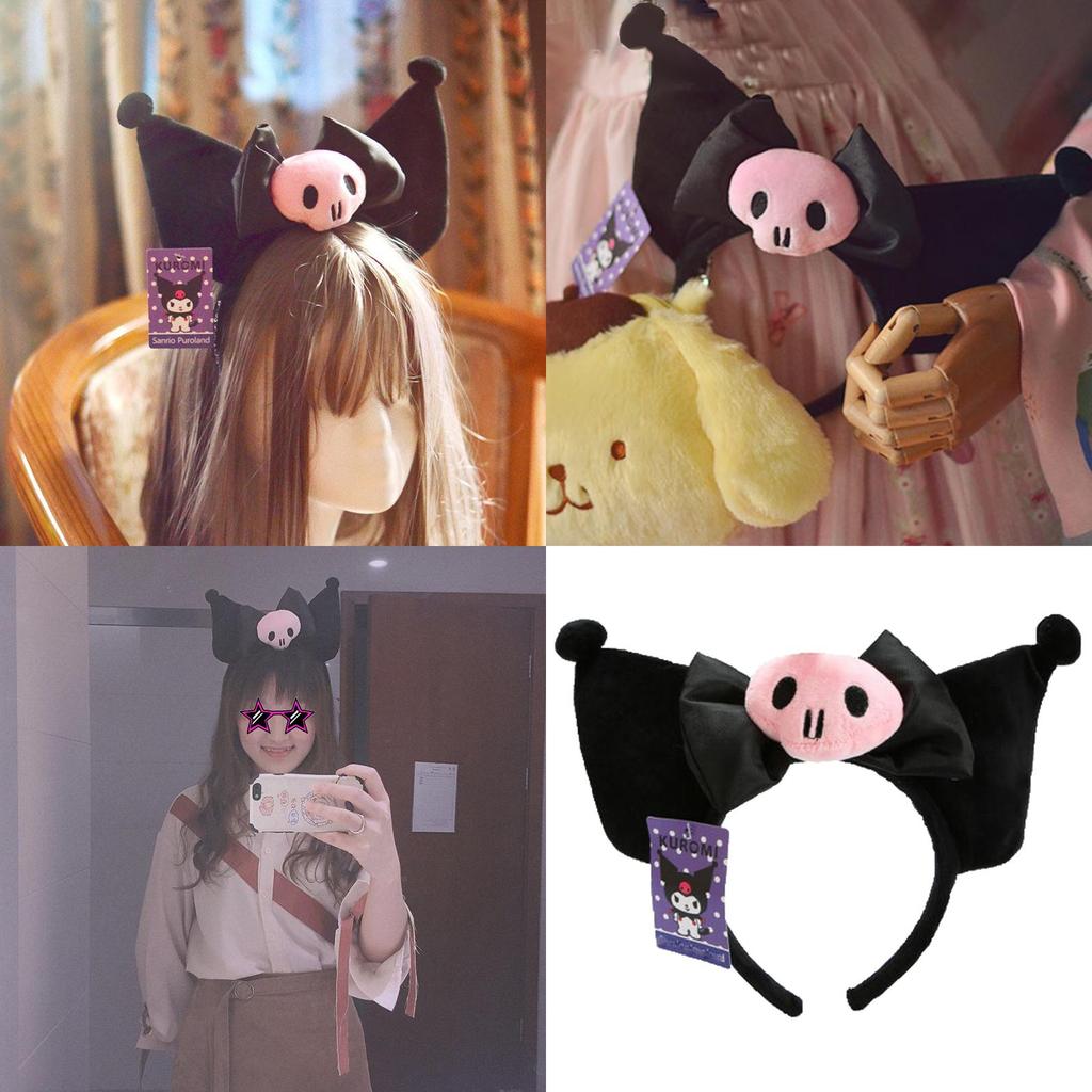 Carina fascia per orecchie Kuromi Fascia per capelli in peluche Per costume Kawaii e Cosplay Regali per ragazze