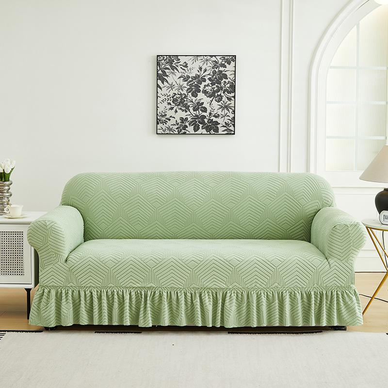 1 PC High Elasticity Jacquard Sofa Cover with Skirt All-season Universal Pet Stain-resistant Easy To Install Machine Washable