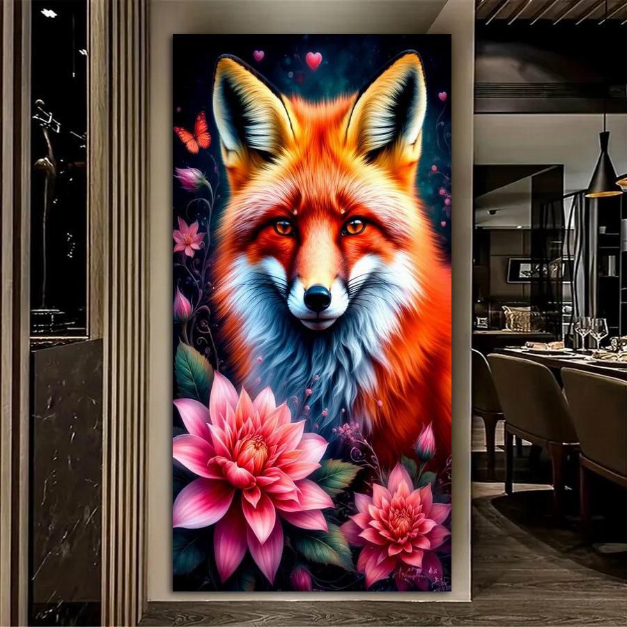 Fox Flower Large Size Diamond Painting New Collection Animals Diy Full Drill Rhinestone Embroidery Mosaic Cross Stitch Kits