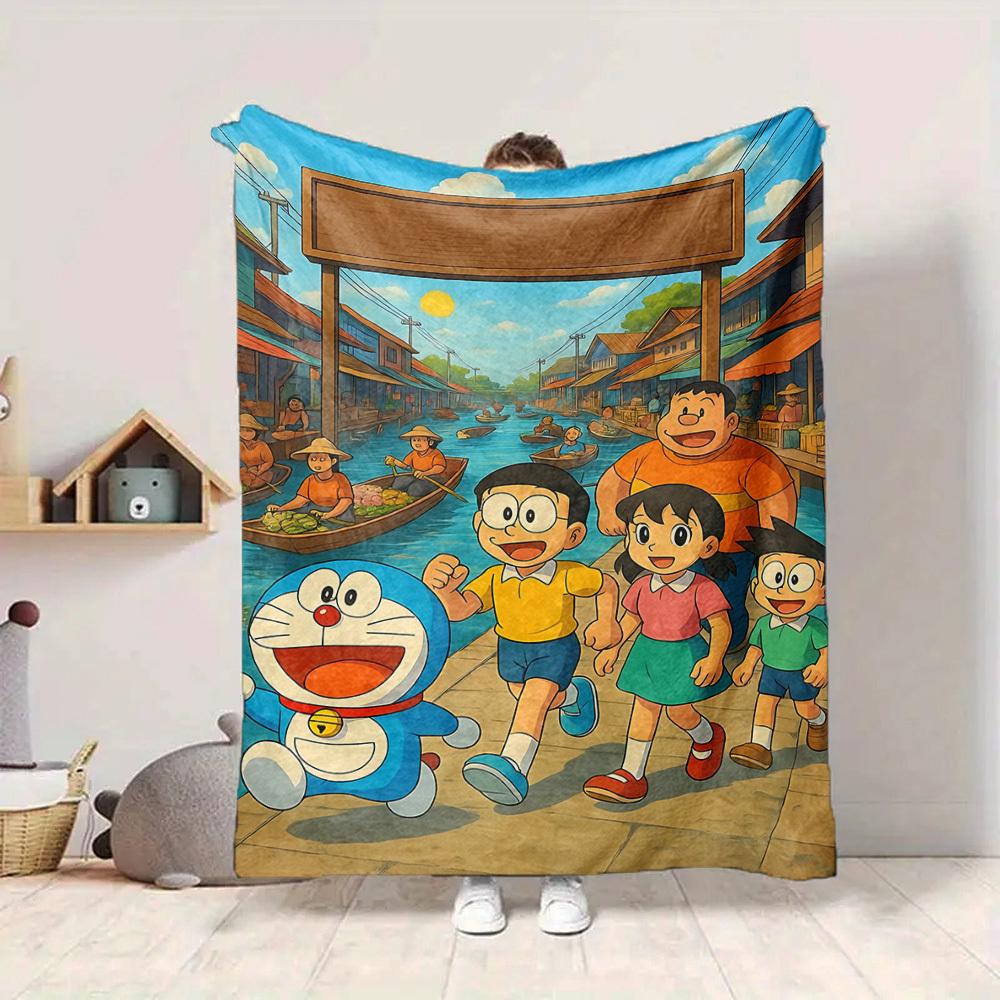 1pc Doraemon, Nobita Blanket Soft All Season Throw with Vibrant Design, Perfect for Home, Travel, and Gifts, Ideal for Naps and Camping