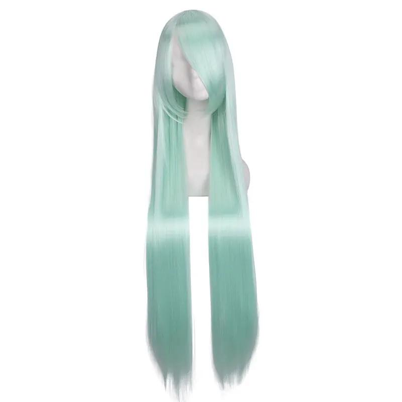 100cm Colored Straight Bangs Women's Synthetic Wig Heat Resistant Fiber Multi Color Party Anime Roleplay Free Wig Cap