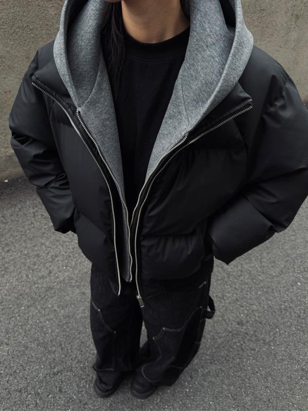 Men's American-Style Matte PU Leather Faux Two-Piece Winter Jacket - Heavyweight, Warm, Street-Style Bread Coat
