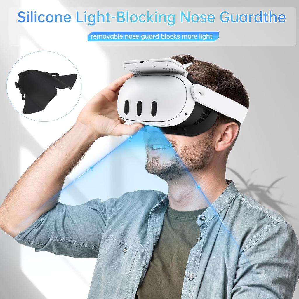 HiBloks Face Cover Pad with Cooling Fan for Meta Quest 3 Accessories, 2Pcs Face Cushion Cover Compatible with Oculus Quest 3 Fan Cooler, Replacement