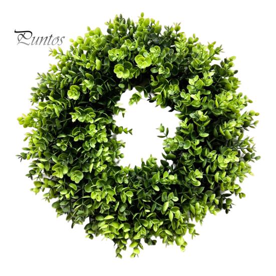 

20-дюймовый венок из самшита с весенней зеленью для входной двери, венок из искусственных зеленых листьев для украшения дома, стены, окна, крыльца зелёный