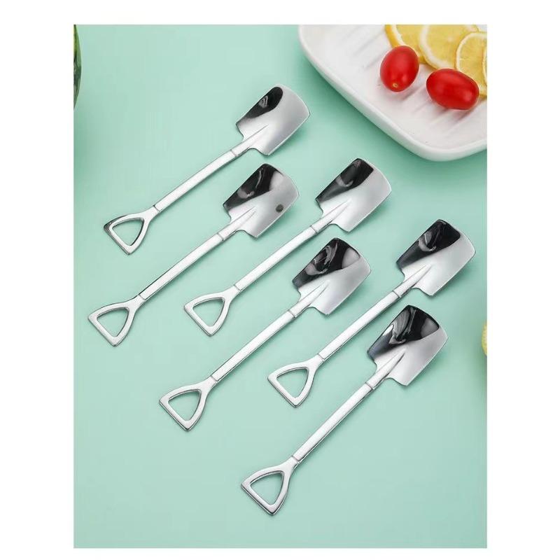 

304 Нержавеющая Сталь Железная Лопата Ложка Кофе Ложка Для Мороженого Инженерная Лопата Ретро Милый Квадратный Он