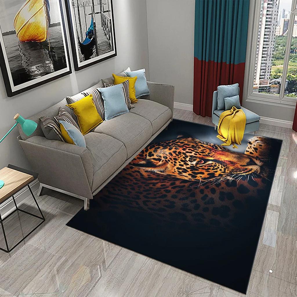 Ferocious Leopard Carpet Living Room Coffee Table Bedroom Area Floor Mats Room Bedside Rugs Kitchen Bathroom Non-slip Door Mats