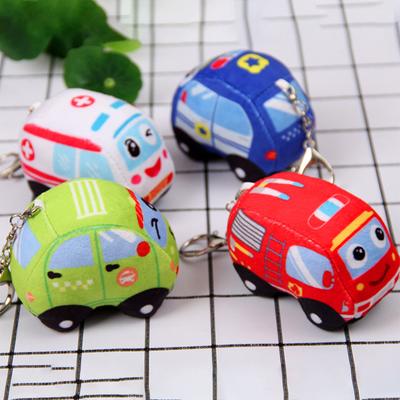 Portachiavi Peluche Cartone Animato Camion dei Pompieri Ambulanza Auto della Polizia Taxi Peluche Giocattolo Ornamento per Borsa
