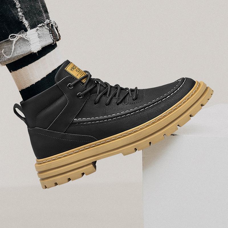 Big Size Men Boots Elevator Shoes High Quality Leather Ankle Boots Hidden Heels Heightening Shoes Man 7CM Masculino Taller Shoes