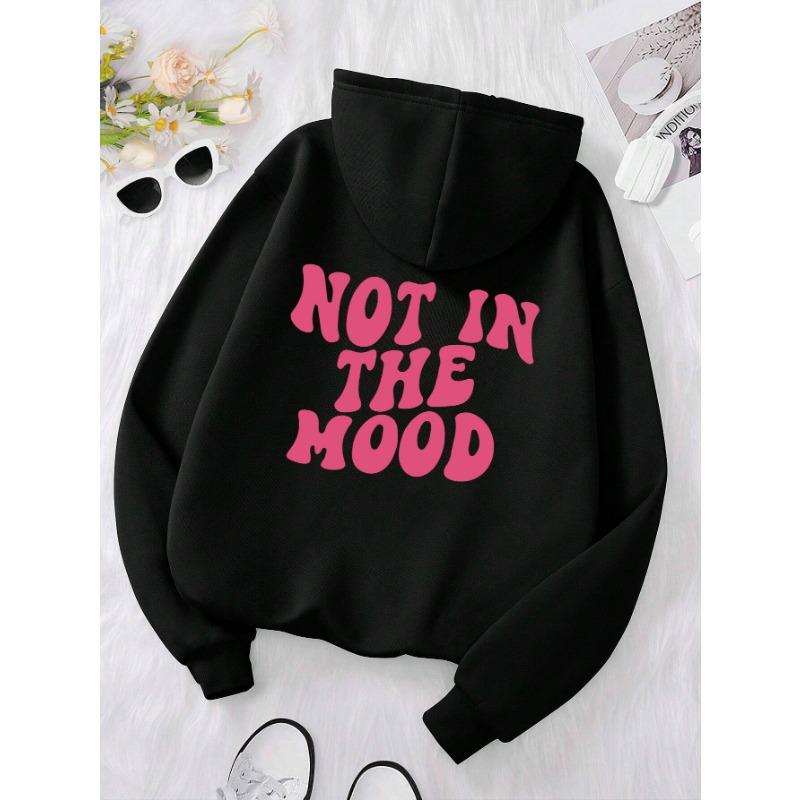 Not In The Mood Personality Letter Male Hoody Fashion S-XXL Autumn Sweatshirt High Quality Hooded Simple Casual Sportswear