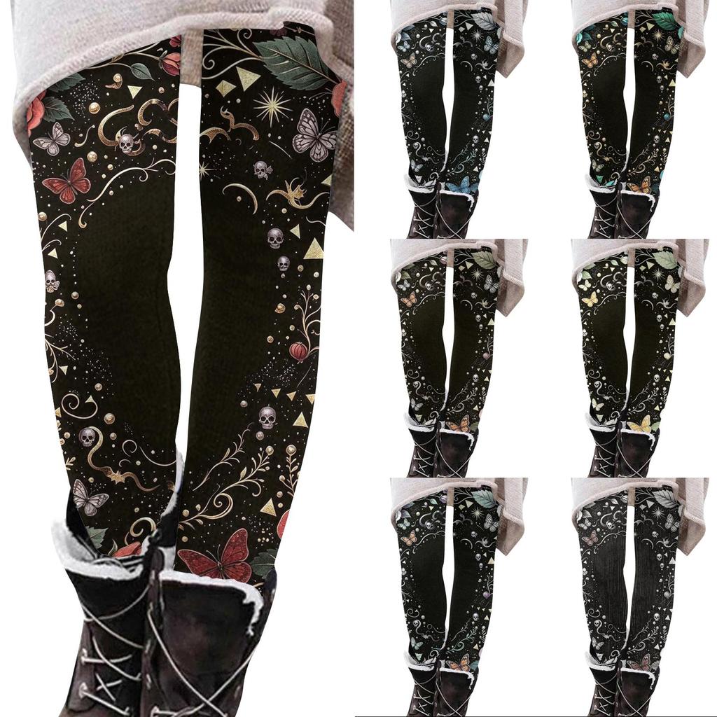 Women's Floral Print Stretch Leggings Casual Pants for Home Wear