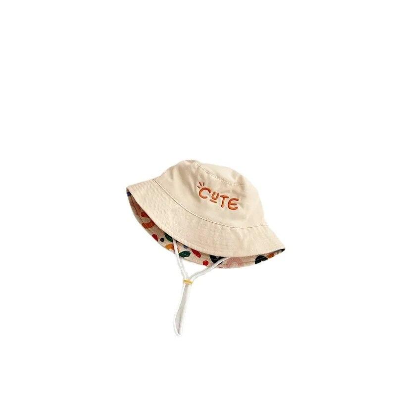 

Двусторонняя детская шляпа-ведро с вышитыми буквами для мальчиков и девочек, рыболовная кепка для весны и лета, детская шляпа от солнца 54cm (5-7 years)