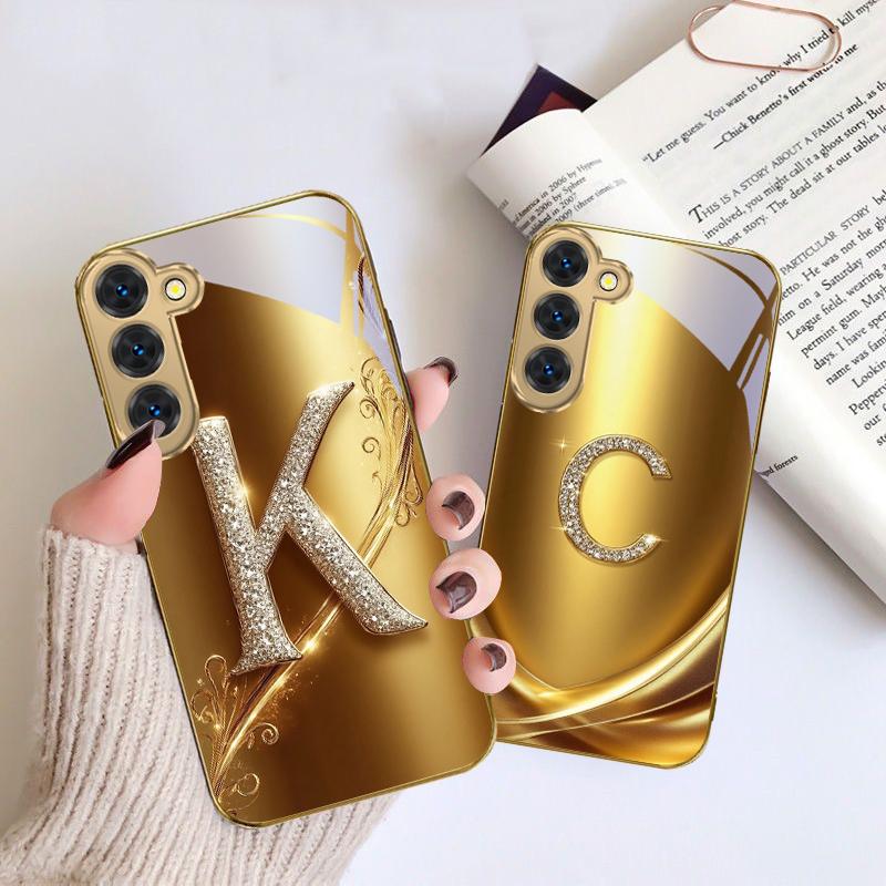 Laurel leaf ring gold For Samsung Galaxy S26 S20 FE S21 S22 S23 Plus S24 Ultra S25Ultra S21+ S22Plus Golden glass phone case