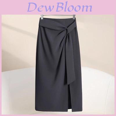 High Waist Slimming Asymmetrical Skirt With Slit For Office And Casual Wear