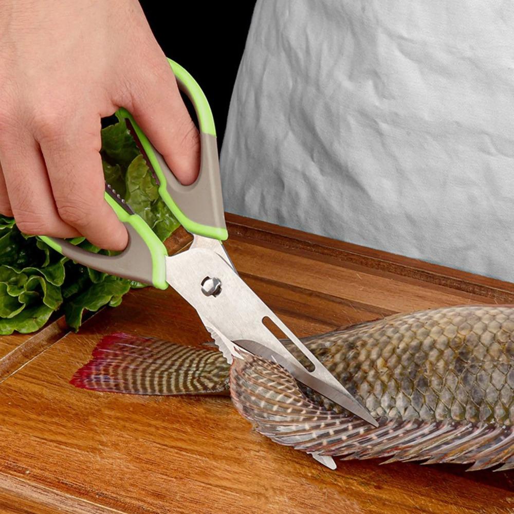 Ergonomic Handles Refrigerator Magnetic Scissors with Protective Cover Kitchen Scissor  Fish