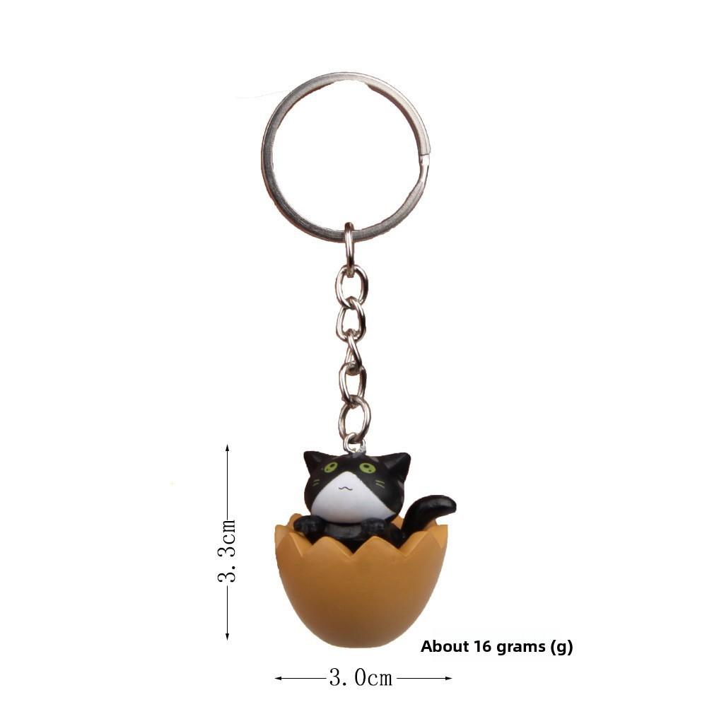 Adorable Eggshell Cartoon Cat Resin Pendants Keychain For Gifts Children