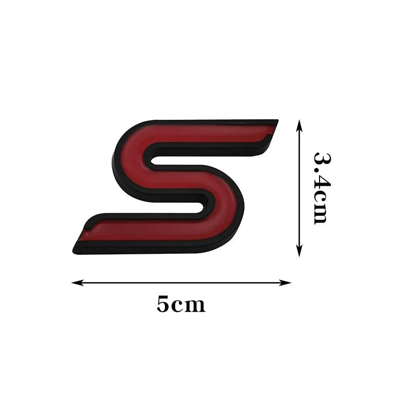 1Pc 3D Metal S Front Grille Chrome Emblem Badge Car Stickers Decals for Focus Fiesta Ecosport Kuga Mondeo Everest Car Styling