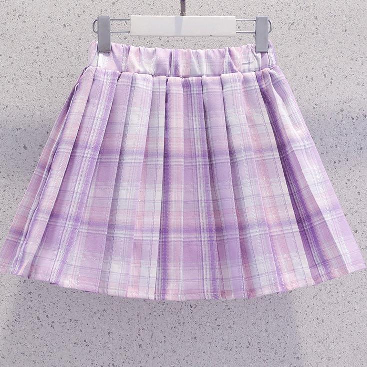 Girls' 2024 Summer JK Style Skirt Set: Korean Cartoon Top with Pleated Skirt Two-Piece Trendy Outfit