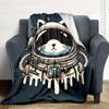 1pc SpaceKitty Lightweight Flannel Blanket, Comfortable and Warm Blanket, for Office and Camping Sofa Bed004