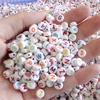 48Pcs/Lot 4*7m A-Z 26Letter Round Flat Alphabet Spacer Beads For Jewelry Making Handmade Diy Bracelet Necklace