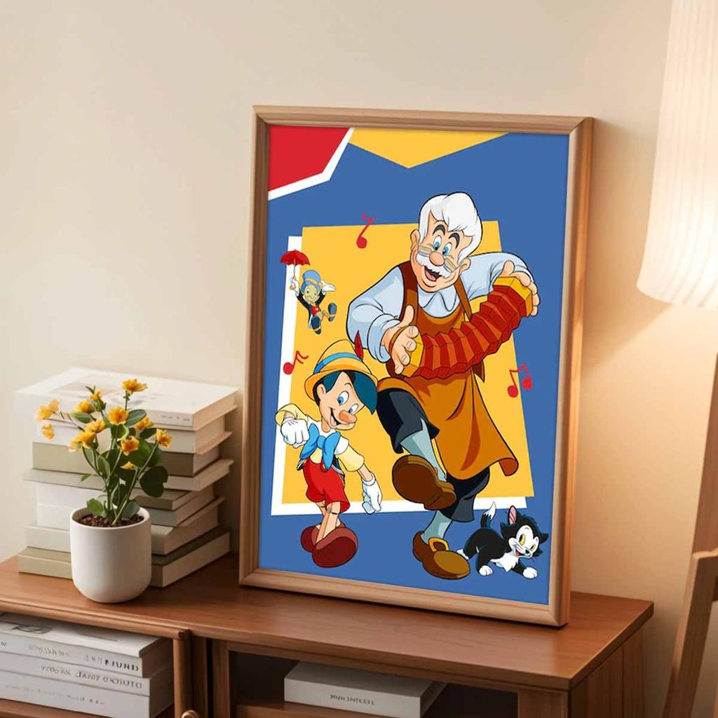 DIY Diamond Painting Pinocchio and His Grandfather Cross Stitch Kit Mosaic Art Diamond Painting Full Circle Diamond Home Decoration