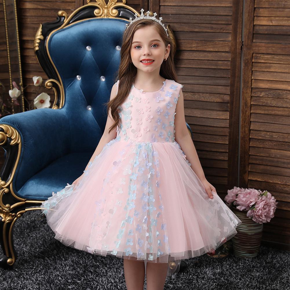 Pink Evening Gown for Girls: 3D Floral Ball Gown