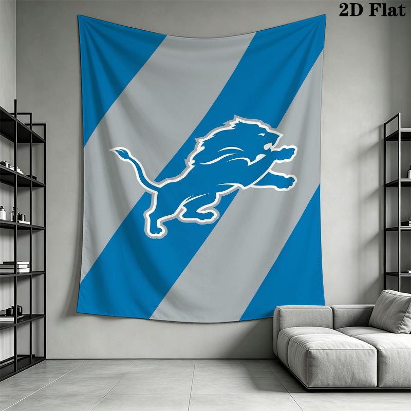Detroit Lions Wall Tapestry Aesthetic Wall Hanging Printed Fabric Blanket Decorative Tapestries for Bedroom Living Room Home Decor
