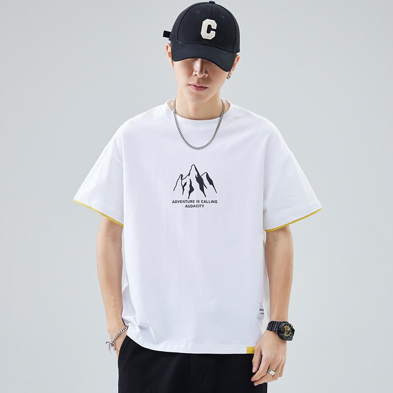 Men's Casual White Short-Sleeve Summer T-Shirt