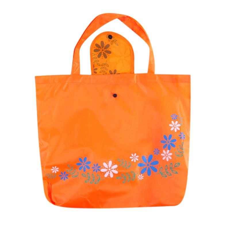 

Складная сумка-тоут для покупок для женщин и мужчин, повседневная эко-сумка для многоразового использования с цветочным принтом и пуговицами, дорожная сумка, прочная сумка для покупок оранжевый