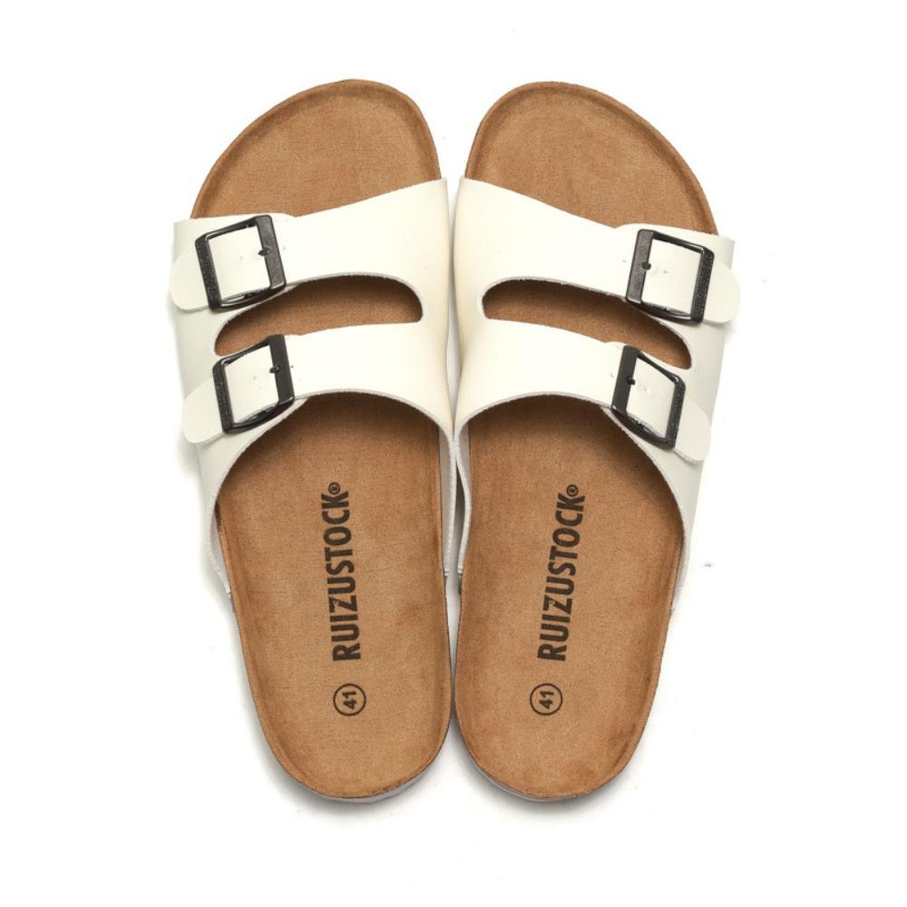 Tongs en liège pour couple d'été - Sandales de plage tendance pour homme, Claquettes décontractées à bout unique pour un usage quotidien et les vacances KWN