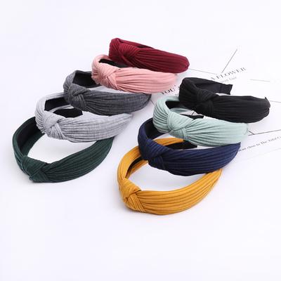 Mode Damen- und Mädchen Weiches Strick Stirnband mit Knoten in der Mitte Einfache Damen Gesichtswäsche Verkleiden Haarreifen Accessoire