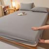 Pure Cotton Weave Washed Fitted Sheet - Solid Stripe Mattress Protector