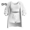 3 Pcs/Set Women Vest Shorts Coat Set Long Sleeve Thick Coat V Neck Sleeveless Top Drawstring Elastic Waist Short Pants Casual Daily Wear Clothes
