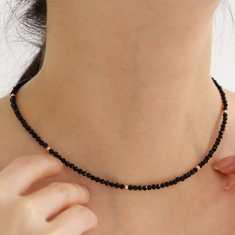 14K Rose Gold Cut Ball Spinel 3mm Raw Stone Necklace