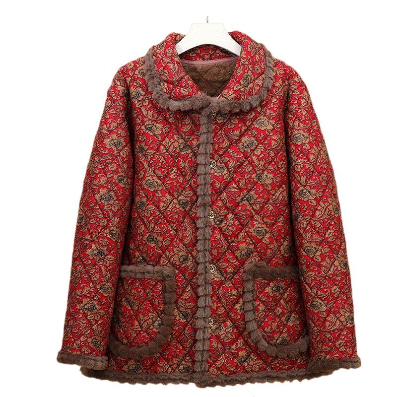 2025 Neue florale Samt-Baumwolljacke für Damen - Gemütliche, stilvolle Oberbekleidung für Senioren