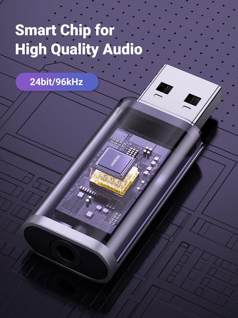 UGREEN USB to Headphone Jack External Sound Card TRRS with Integrated Microphone and Headphone Direct Ideal for Raspberry Windows and More 3.5mm