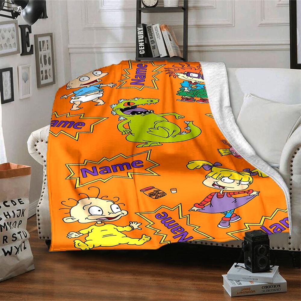 Custom Name Rugrats Theme Printed Blanket - Perfect for Couch, Bed, Travel & Outdoor Use | Machine Washable, Cozy & Durable.
