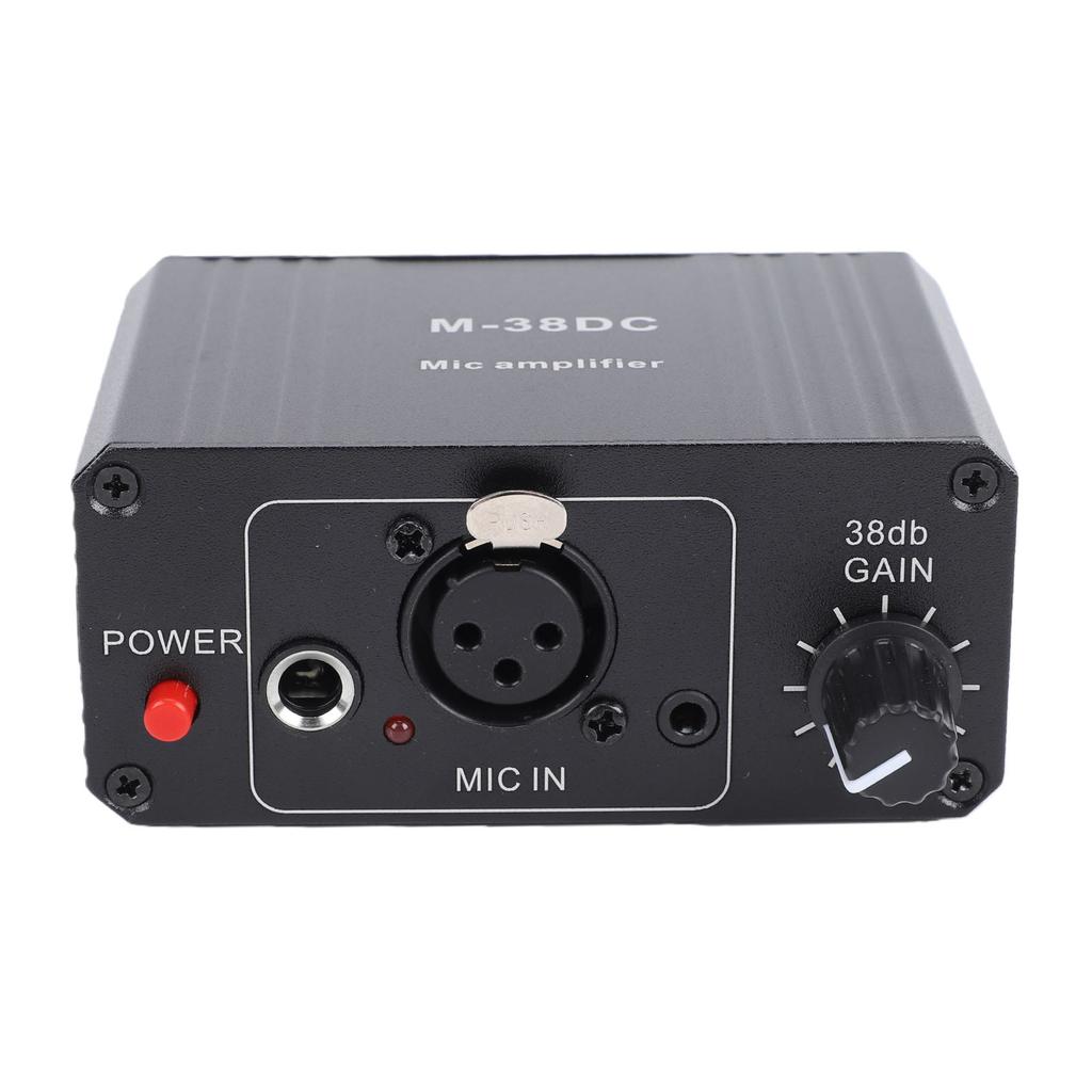 Microphone Preamp 38dB Adjustable Gain 3.5mm 6.5mm XLR Output Mic Gain Booster for Dynamic Coils Capacitors
