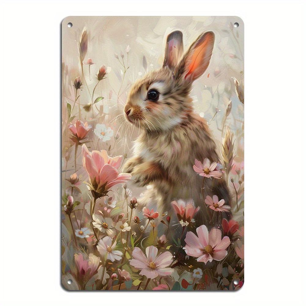 

x Inch Vintage Floral Bunny Iron Sign Fun Home Kitchen Office Wall Decor 20x30cm（7.8x11.8inch）