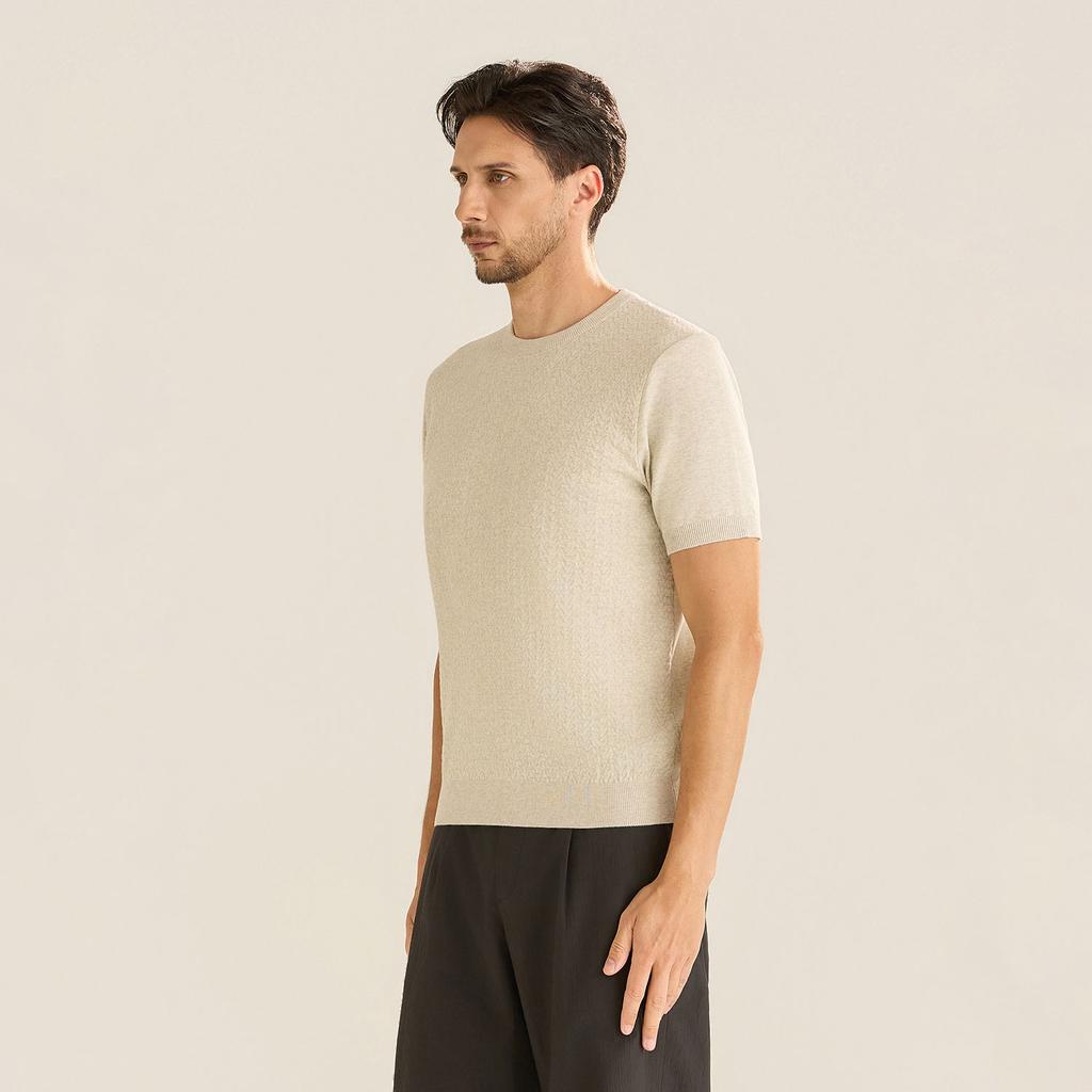 FERRAROMILANO Melange Short Sleeve Round Knit L/Gray (Am0Gtsr20232)