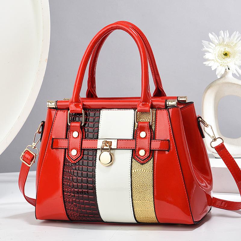 Nowa torebka modowa z łączonych kolorów, wielofunkcyjna torba na ramię o wysokiej wartości z wzorem kamienia, duża pojemność, trend