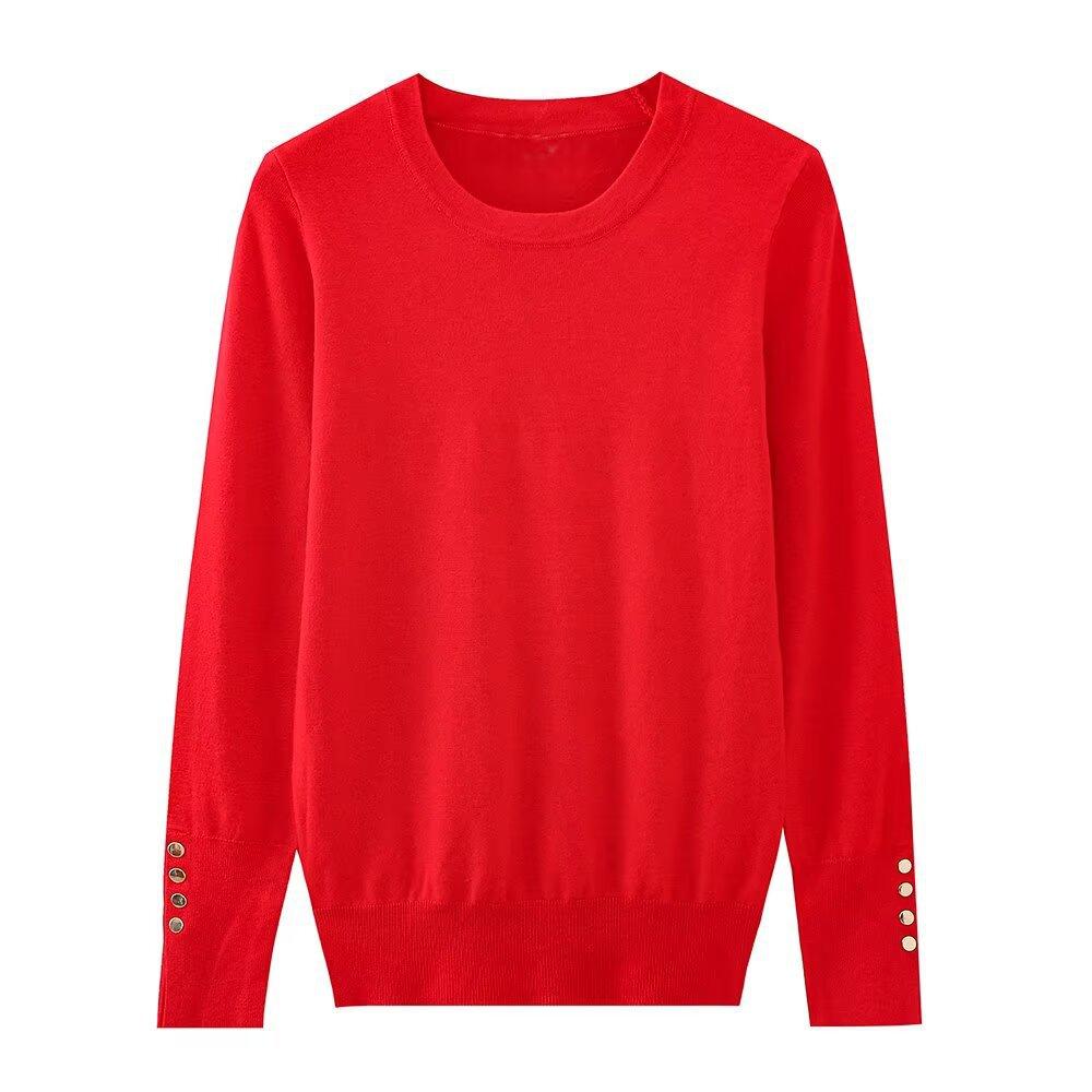 European and American style, new women's clothing, foreign style, fashionable basic plain weave knitted sweater 8851171