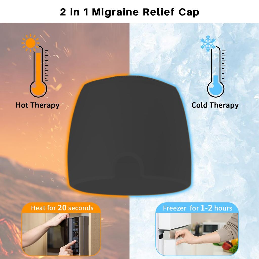 Migraine Cooling Mask, Migraine Relief Cap, Headache Cooling Mask, 360° Gel Surround Cooling Pads To Relieve Migraine Headaches, Pressure