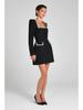 Elegant U-neck Long-sleeve Beaded Slimming Dress for Women