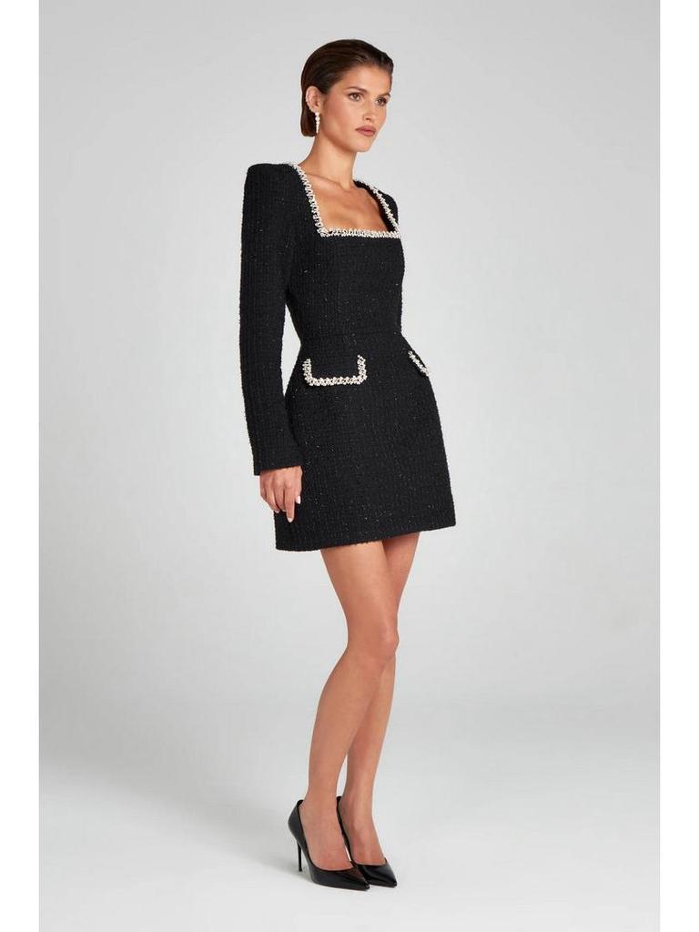 Elegant U-neck Long-sleeve Beaded Slimming Dress for Women