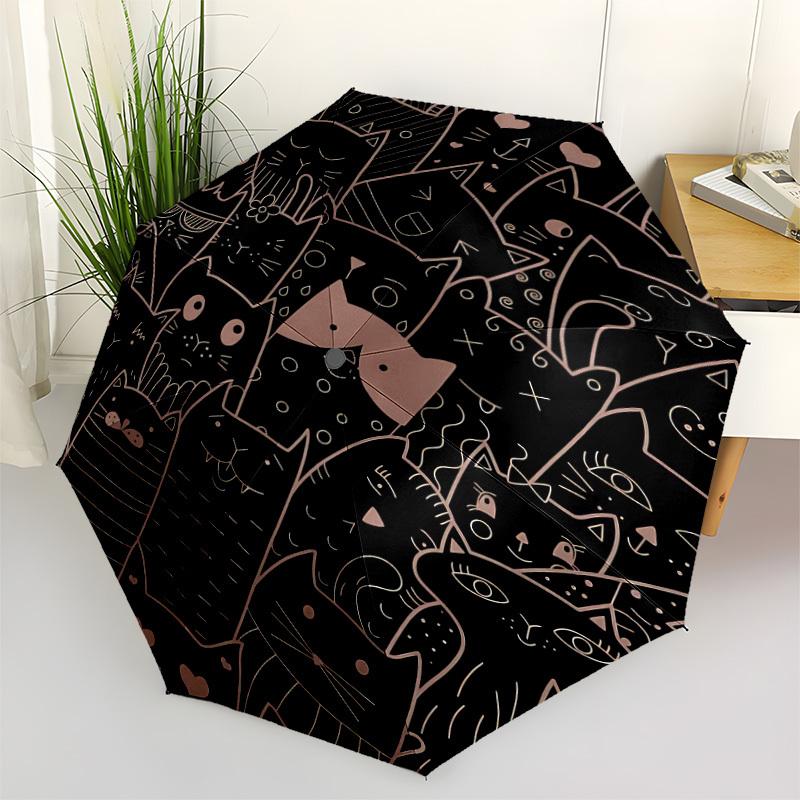 1pc Cat Pattern Fashionable Automatic Opening/Closing Folding Umbrella with 8 Bones, Windproof Portable, Daily Use107