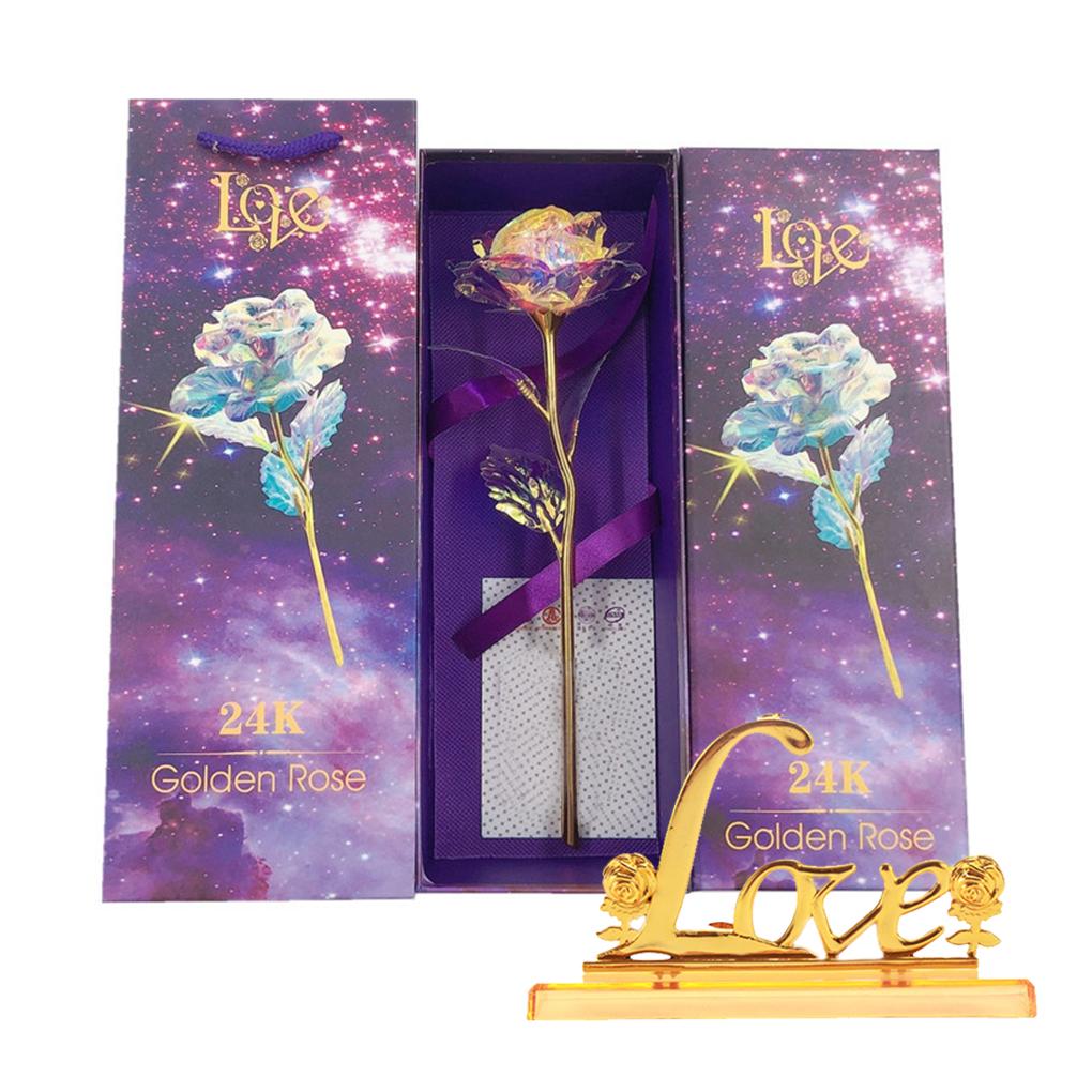Valentines Day Creative Gift 24K Foil Plated Rose Gold Rose Lasts Forever Love Wedding Decor Lover Lighting Rose